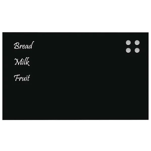 Placă magnetică de perete neagră 100×60 cm sticlă securizată