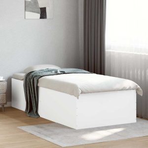 Cadru de pat, alb, 100×200 cm, lemn prelucrat