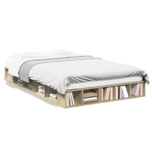 Cadru de pat, stejar sonoma, 120×190 cm, lemn prelucrat