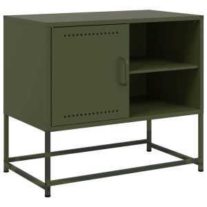 Dulap TV, verde măsliniu, 68x39x60,5 cm, oțel