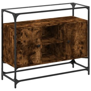 Dulap, blat din sticlă stejar fumuriu 98x35x81cm lemn prelucrat