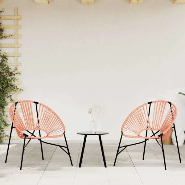 Scaun Ou de grădină Negru și Portocaliu Poly Rattan