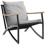 Set mobilier de balcon, 4 piese, cu perne, negru, oțel