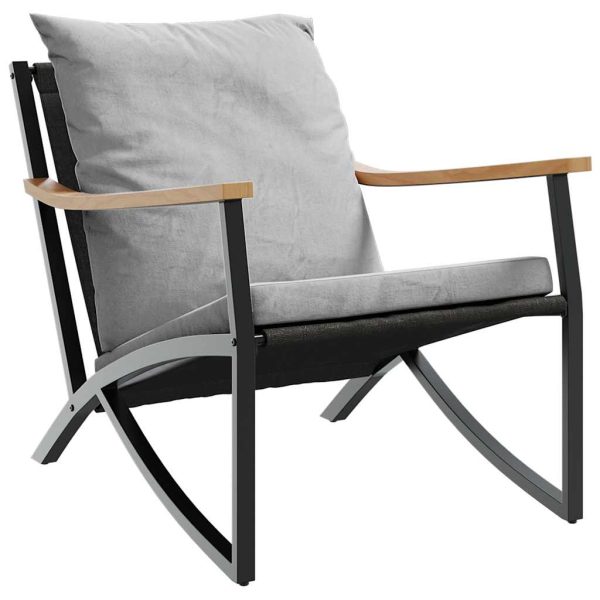 Set mobilier de balcon, 4 piese, cu perne, negru, oțel
