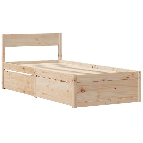 Cadru pat fără saltea, 100×200 cm, lemn masiv pin