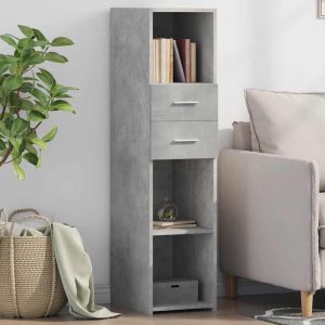 Dulap înalt, gri beton, 30×42,5×124 cm, lemn prelucrat