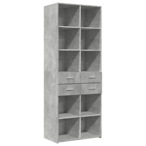 Dulap înalt, gri beton, 70×42,5×185 cm, lemn prelucrat