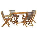 Set mobilier de grădină 5 piese polipropilenă gri/lemn masiv