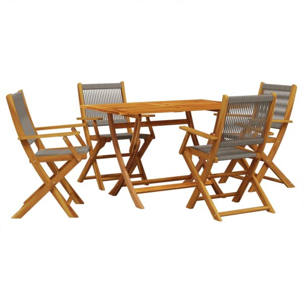 Set mobilier de grădină 5 piese polipropilenă gri/lemn masiv