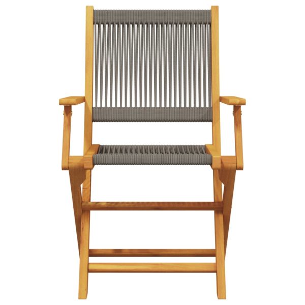 Set mobilier de grădină 5 piese polipropilenă gri/lemn masiv