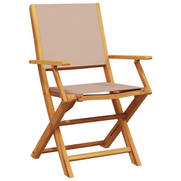 Set mobilier de grădină 5 piese textil taupe/lemn masiv