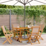 Set mobilier de grădină 5 piese textil taupe/lemn masiv