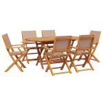 Set mobilier de grădină 7 piese textil taupe/lemn masiv