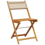 Set mobilier bistro, 3 piese, poliratan bej/lemn masiv