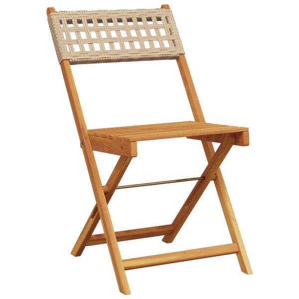 Set mobilier bistro, 3 piese, poliratan bej/lemn masiv