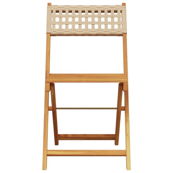 Set mobilier bistro, 3 piese, poliratan bej/lemn masiv