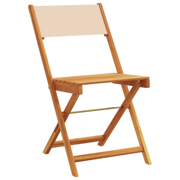 Set mobilier bistro, 3 piese, textil bej/lemn masiv