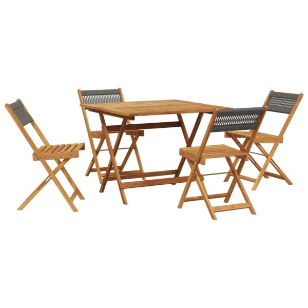 Set mobilier de grădină 5 piese polipropilenă gri/lemn masiv