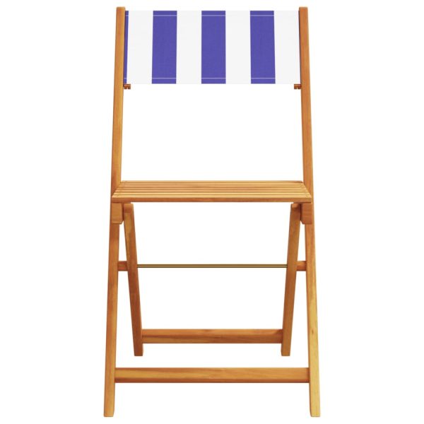 Set mobilier de grădină 5 piese textil albastru alb/lemn masiv