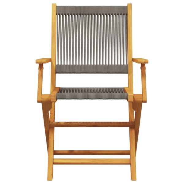 Set mobilier bistro, 3 piese, gri, polipropilenă și lemn masiv