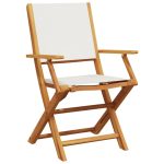 Set mobilier bistro, 3 piese, textil alb crem/lemn masiv
