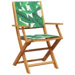 Set mobilier bistro, 3 piese, textil model frunze/lemn masiv