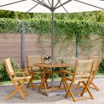 Set mobilier de grădină 5 piese polipropilenă bej/lemn masiv