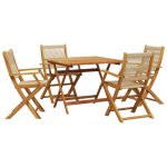 Set mobilier de grădină 5 piese polipropilenă bej/lemn masiv