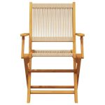 Set mobilier de grădină 5 piese polipropilenă bej/lemn masiv