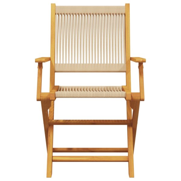 Set mobilier de grădină 5 piese polipropilenă bej/lemn masiv