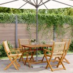 Set mobilier de grădină 5 piese polipropilenă bej/lemn masiv