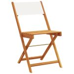 Set mobilier bistro, 3 piese, textil alb crem/lemn masiv