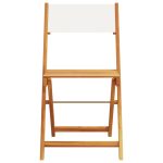 Set mobilier bistro, 3 piese, textil alb crem/lemn masiv
