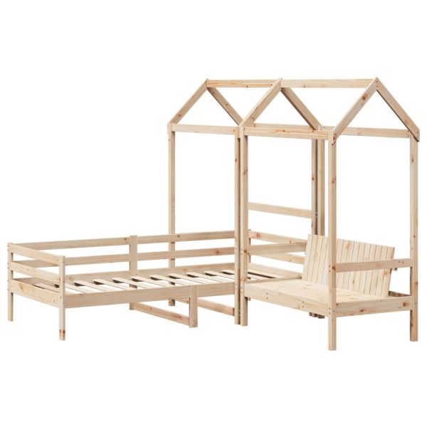 Set pat de zi/bancă cu acoperiș, 90×200 cm, lemn masiv de pin