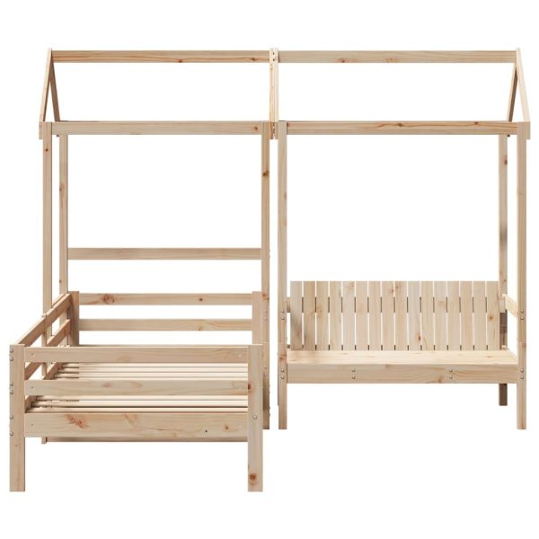 Set pat de zi/bancă cu acoperiș, 90×200 cm, lemn masiv de pin