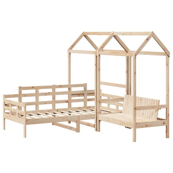 Set pat de zi/bancă cu acoperiș, 80×200 cm, lemn masiv de pin