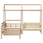 Set pat de zi/bancă cu acoperiș, 80×200 cm, lemn masiv de pin