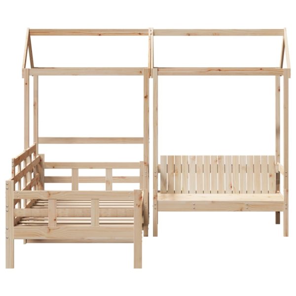 Set pat de zi/bancă cu acoperiș, 80×200 cm, lemn masiv de pin