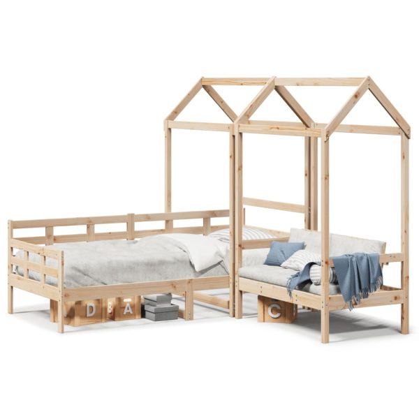 Set pat de zi/bancă cu acoperiș, 90×190 cm, lemn masiv de pin