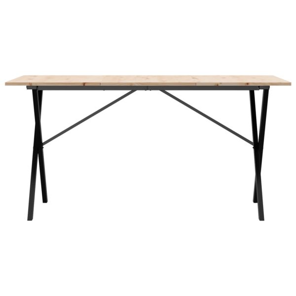 Masă de bucătărie, cadru X, 160x80x75cm lemn masiv pin și fontă