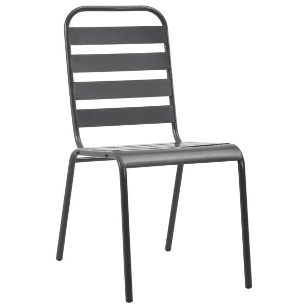 Set scaune de grădină stivuibile, 3 buc., antracit, oțel vopsit