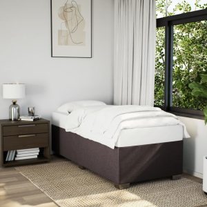 Cadru de pat fără saltea, maro închis, 80×200 cm, textil