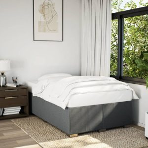 Cadru de pat fără saltea gri închis 120×190 cm țesătură