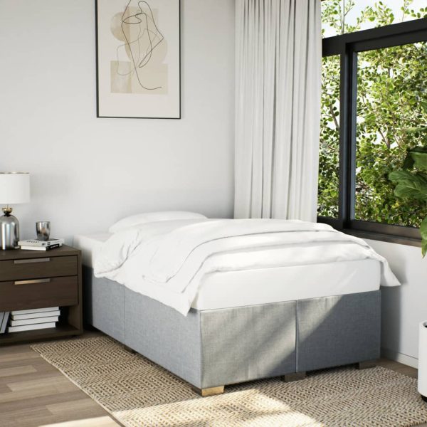 Cadru de pat fără saltea, gri deschis, 120×200 cm, textil