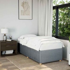 Cadru de pat fără saltea, gri deschis, 90×190 cm, textil