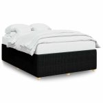 Cadru de pat fără saltea, negru, 140×190 cm, textil