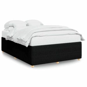 Cadru de pat fără saltea, negru, 140×190 cm, textil