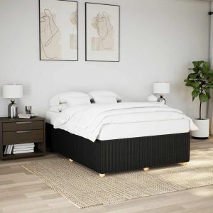 Cadru de pat fără saltea, negru, 140×190 cm, textil