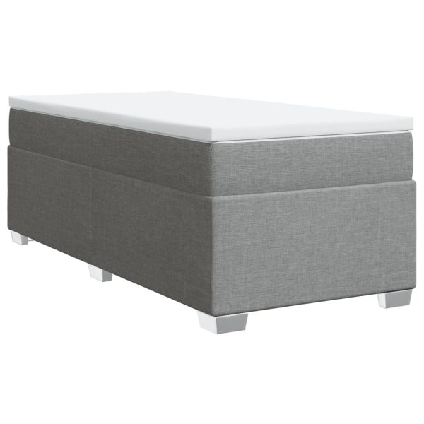 Pat box spring cu saltea, gri deschis, 90×190 cm, textil