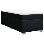 Pat box spring cu saltea, negru, 90×190 cm, textil